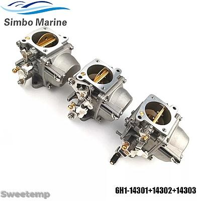 ブランド登録なし - 取り替えっこ品 ヤマハ 2打つこと 90HP 1984 6H1-14301-04 6H1-14302-02 6H1-14303-05用 キャブレター協議会3個仕掛ける