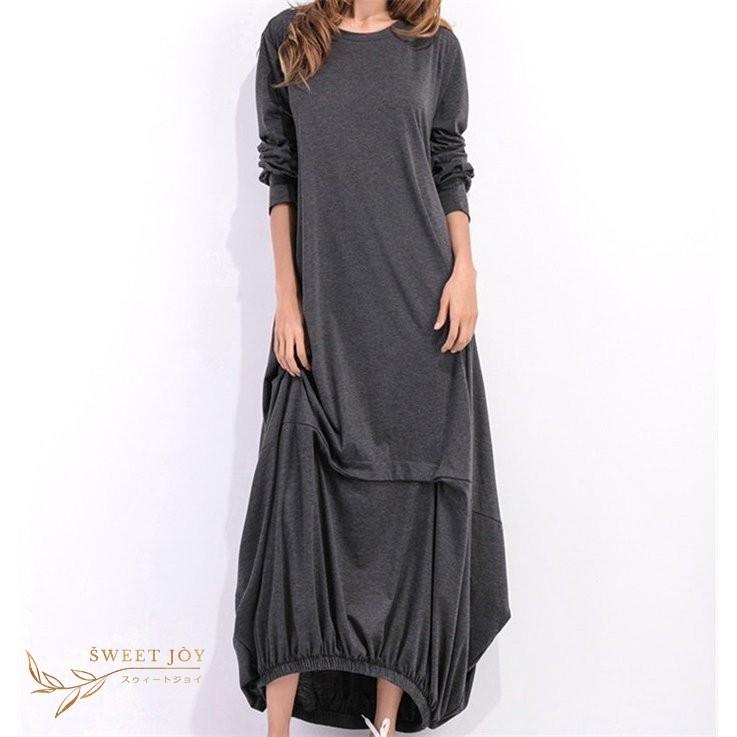 ロングワンピース レディース マキシ丈 ワンピ カットソーワンピース 長袖 大きいサイズ ゆったり 体型カバー 大人 着痩せ 30代 秋 冬 部屋着 ルームウェア Dzj 035 Sweet Joy 通販 Yahoo ショッピング