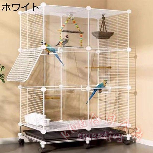 大型インコケージ 組立式 掃除しやすい KNK(株） 75×37×125cm 表も裏も透明 鳥かご 複数飼育対応 バードケージ 通気性 おしゃれ 観賞用 室内飼育 インコ向けの画像