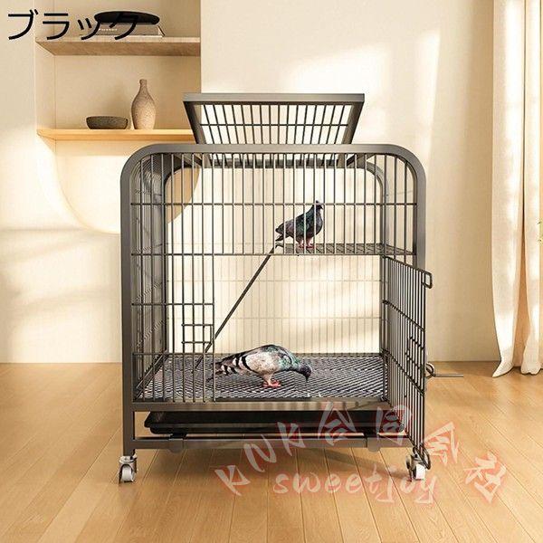 大型鳥かご 金属ケージ 白 60×45×66cm KNK(株） オカメ インコ 文鳥 鳩対応 車輪付き 鳥ケージ 複数飼い 観賞用 繁殖用 屋内/屋外用 お掃除簡単の画像