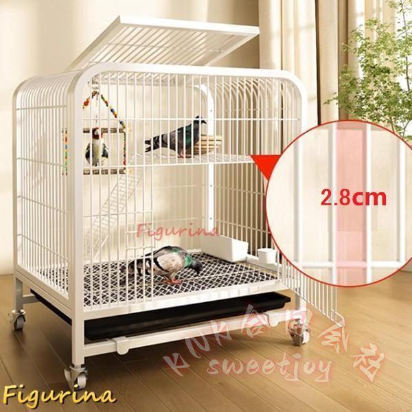 大型鳥かご 金属ケージ 白 60×45×66cm KNK(株） オカメ インコ 文鳥 鳩対応 車輪付き 鳥ケージ 複数飼い 観賞用 繁殖用 屋内/屋外用 お掃除簡単の画像