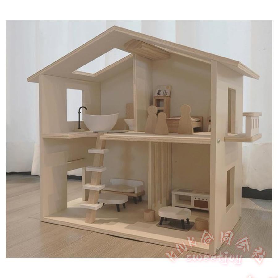木製ままごとドールハウス プリンセス風 KNK(株） シミュレーションヴィラ 王子・姫デザイン ごっこ遊び 知育玩具 収納しやすい 子供プレゼントに_1