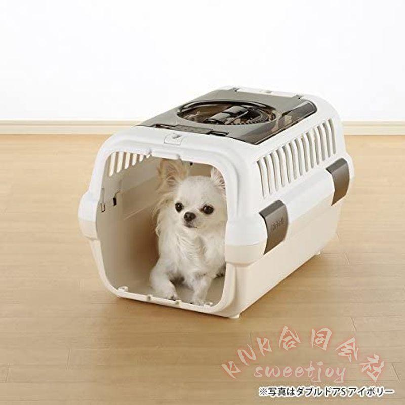 ペットキャリー 小型犬 猫用 ダブルドア S/Mサイズ KNK(株） 持ち運び 旅行 通院 安心設計 通気性 おしゃれ キャリーケース コンパクト ダークブラウンの画像