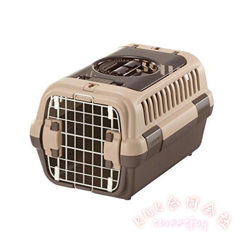 ペットキャリー 小型犬 猫用 ダブルドア S/Mサイズ KNK(株） 持ち運び 旅行 通院 安心設計 通気性 おしゃれ キャリーケース コンパクト ダークブラウンの画像