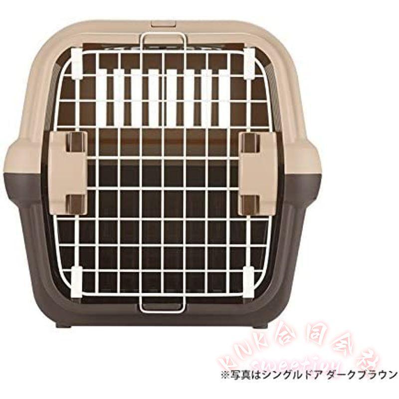 ペットキャリー 小型犬 猫用 ダブルドア S/Mサイズ KNK(株） 持ち運び 旅行 通院 安心設計 通気性 おしゃれ キャリーケース コンパクト ダークブラウンの画像