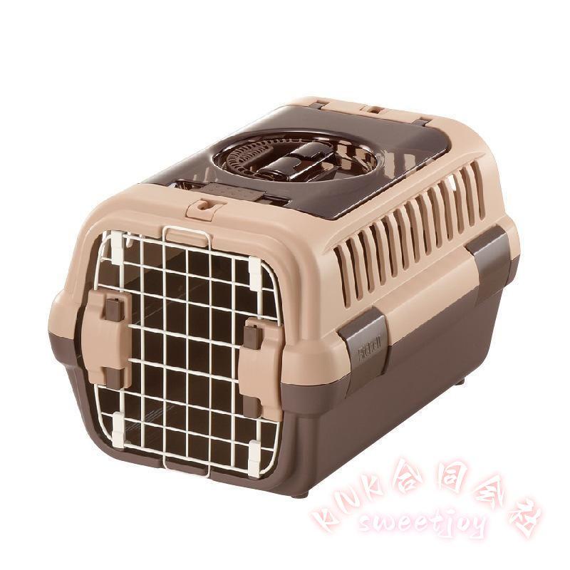 ペットキャリー 小型犬 猫用 ダブルドア S/Mサイズ KNK(株） 持ち運び 旅行 通院 安心設計 通気性 おしゃれ キャリーケース コンパクト ダークブラウンの画像