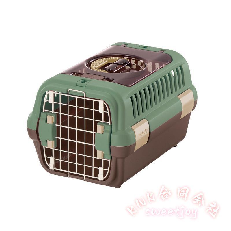 ペットキャリー 小型犬 猫用 ダブルドア S/Mサイズ KNK(株） 持ち運び 旅行 通院 安心設計 通気性 おしゃれ キャリーケース コンパクト ダークブラウンの画像
