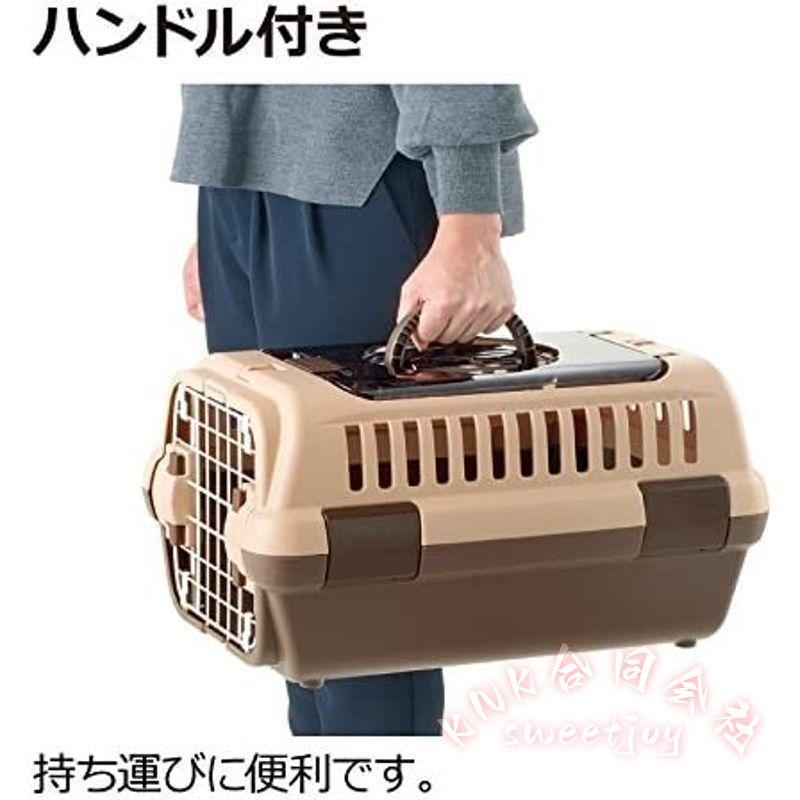 ペットキャリー 小型犬 猫用 ダブルドア S/Mサイズ KNK(株） 持ち運び 旅行 通院 安心設計 通気性 おしゃれ キャリーケース コンパクト ダークブラウンの画像