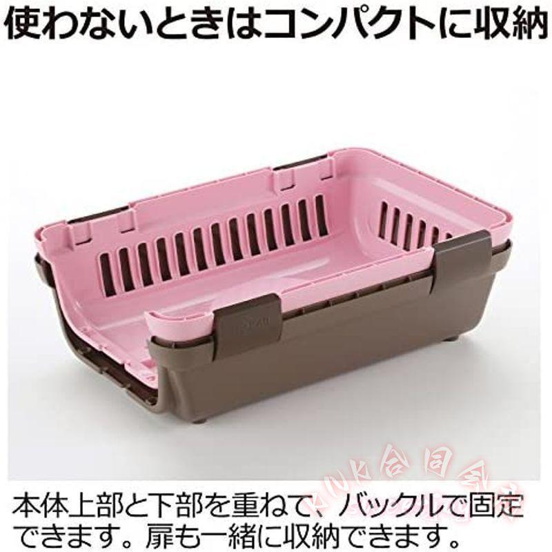 ペットキャリー 小型犬 猫用 ダブルドア S/Mサイズ KNK(株） 持ち運び 旅行 通院 安心設計 通気性 おしゃれ キャリーケース コンパクト ダークブラウンの画像