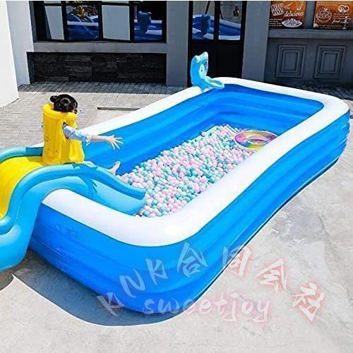 家庭用プール 滑り台付き 大型子供 ファミリープール KNK(株) ビニールプール キッズプール 水遊び 室内 室外 電動ポンプ付き_2