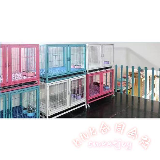 ペットゲージ ペットホテル ペットショップ クリニック 犬小屋 大型2段 KNK 業務用 多頭飼い ペットケージ 頑丈 仕切り付 省スペース 管理しやすい お手入れ簡単の画像