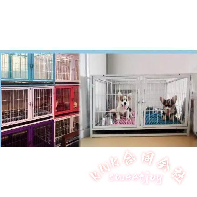 ペットゲージ ペットホテル ペットショップ クリニック 犬小屋 大型2段 KNK 業務用 多頭飼い ペットケージ 頑丈 仕切り付 省スペース 管理しやすい お手入れ簡単の画像