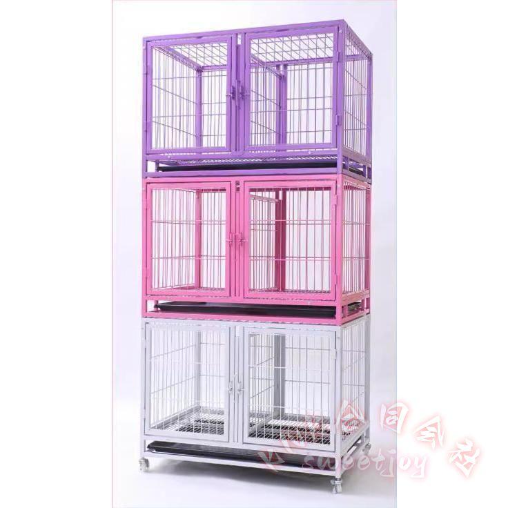 ペットゲージ ペットホテル ペットショップ クリニック 犬小屋 大型2段 KNK 業務用 多頭飼い ペットケージ 頑丈 仕切り付 省スペース 管理しやすい お手入れ簡単の画像