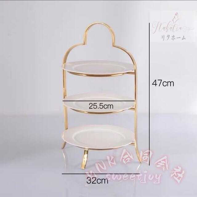 ケーキスタンド 3段プレートセット KNK（株） アフタヌーンティー フルーツトレー お菓子皿 かわいい 盛り付け デザートスタンド パーティーにも_3