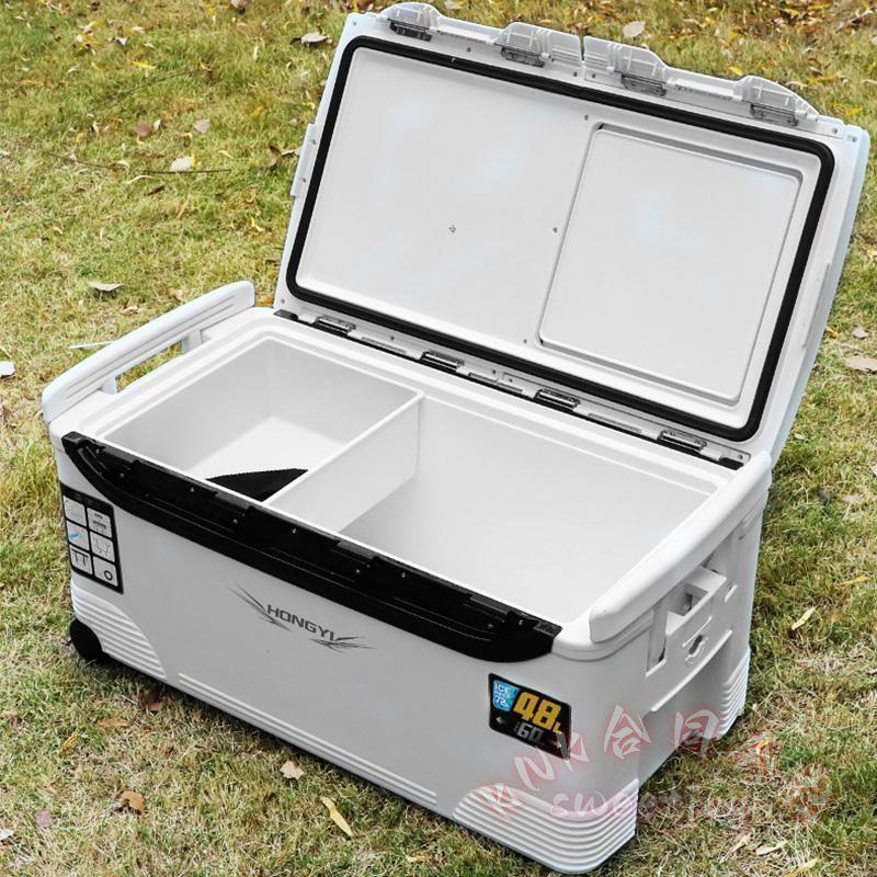 釣り用クーラーボックス 32/48L 大容量 72h保冷 KNK（株） 座れる頑丈ボディ 防水断熱 ハンドル/水栓/肩ベルト/キャスター付き 釣り保冷 キャンプの画像
