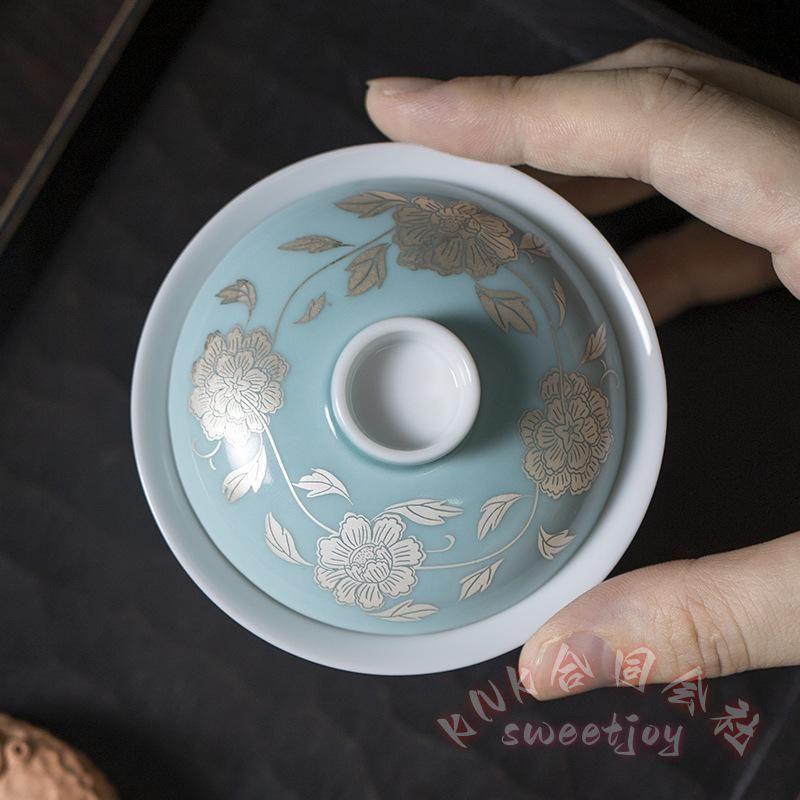 伝統蓋碗 茶器セット 磁器 牡丹柄 ギフト向け KNK(株） 中国茶 台湾茶
