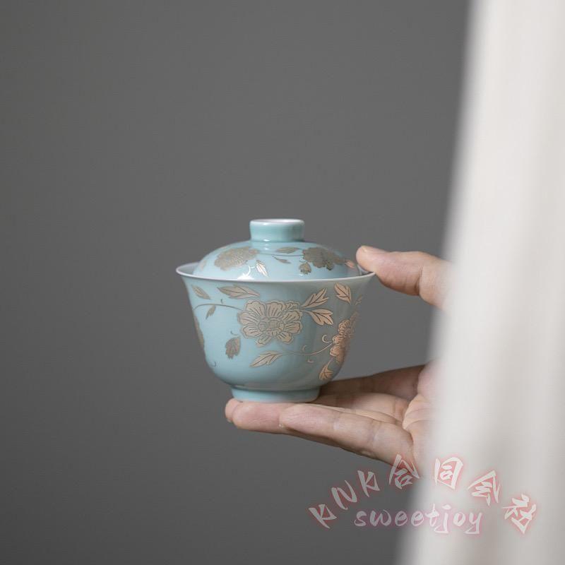 伝統蓋碗 茶器セット 磁器 牡丹柄 ギフト向け KNK(株） 中国茶 台湾茶