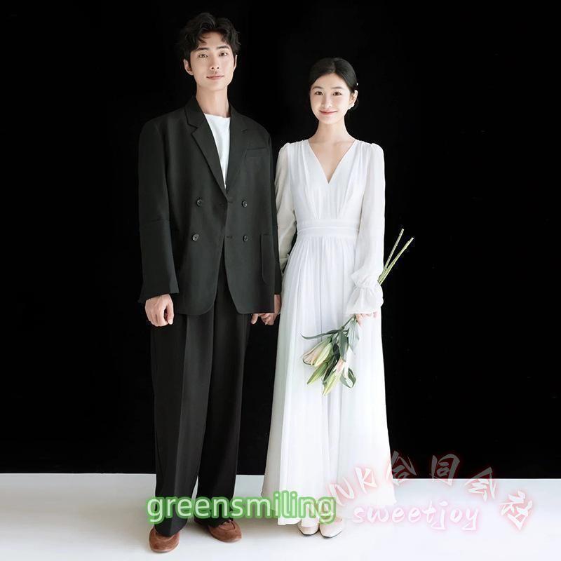 ウェディングドレス 白 長袖 Vネック ファスナー スレンダー KNK（株） 結婚式 二次会 前撮り 花嫁 ブライダル ロングドレス すっきり上品 スレンダーライン
