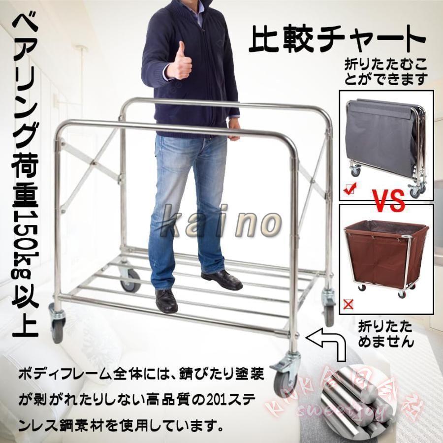ホテルリネンカート 業務用ランドリーワゴン ダストカート付布袋 KNK(株) サービスカート リネンカート 洗濯物用かご 大型分別 キャスター付き 折りたたみ