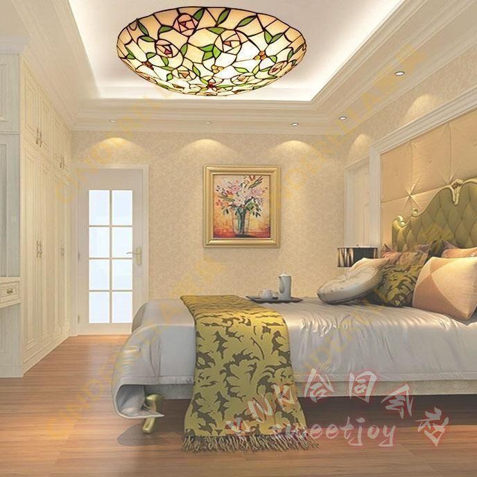 シーリングライト LED 北欧 レトロ ステンドグラス風 KNK(株) 手作りガラス ローズ 円形 工事不要 引掛シーリング ダイニング キッチン 天井照明_4