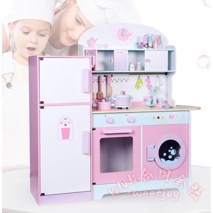 木製ままごとキッチン 冷蔵庫付き 付属品セット 調理器具 台所あそび 知育玩具 子供 誕生日プレゼント KNK(株） かわいい おままごと 収納