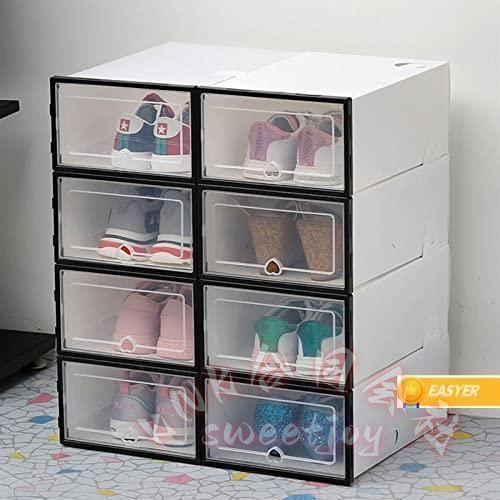 透明 靴箱 6PCS 折りたたみ式 ダストプルーフ 収納ボックス KNK(株） スタッキング可能 プラスチック 肥厚 靴収納 シューズケース 整理整頓 玄関 クローゼットの画像