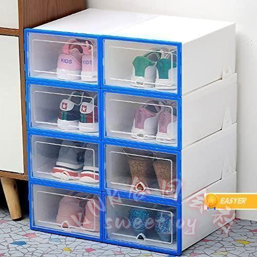 透明 靴箱 6PCS 折りたたみ式 ダストプルーフ 収納ボックス KNK(株） スタッキング可能 プラスチック 肥厚 靴収納 シューズケース 整理整頓 玄関 クローゼットの画像