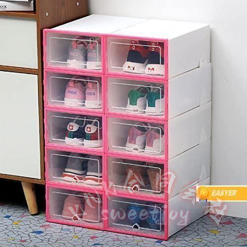 透明 靴箱 6PCS 折りたたみ式 ダストプルーフ 収納ボックス KNK(株） スタッキング可能 プラスチック 肥厚 靴収納 シューズケース 整理整頓 玄関 クローゼットの画像