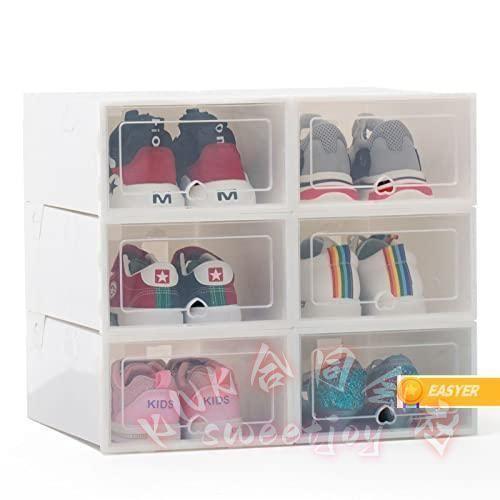 透明 靴箱 6PCS 折りたたみ式 ダストプルーフ 収納ボックス KNK(株） スタッキング可能 プラスチック 肥厚 靴収納 シューズケース 整理整頓 玄関 クローゼットの画像