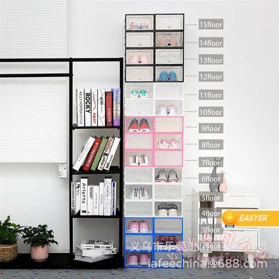 透明 靴箱 6PCS 折りたたみ式 ダストプルーフ 収納ボックス KNK(株） スタッキング可能 プラスチック 肥厚 靴収納 シューズケース 整理整頓 玄関 クローゼットの画像