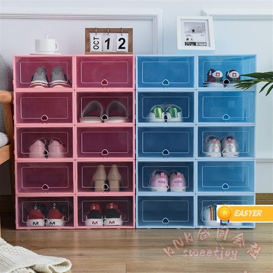 透明 靴箱 6PCS 折りたたみ式 ダストプルーフ 収納ボックス KNK(株） スタッキング可能 プラスチック 肥厚 靴収納 シューズケース 整理整頓 玄関 クローゼットの画像