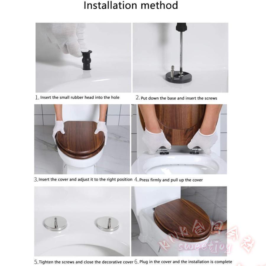木製便座 前丸 便座 トイレシート ソフトクローズ KNK(株) ゆっくり落ちる 清掃簡単 簡単取付 DIY 事務所 自宅 交換 リフォーム リノベーションの画像