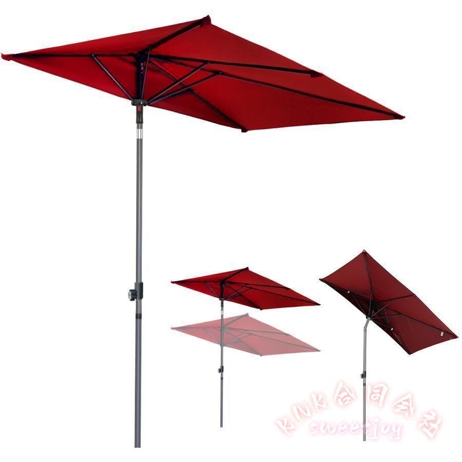 ガーデンパラソル 半円 長方形 200×100cm KNK（株） 角度調整 UVカット 撥水 風に強い 高さ調節175-230cm クランク開閉 簡単組立 ベランダ 庭_2