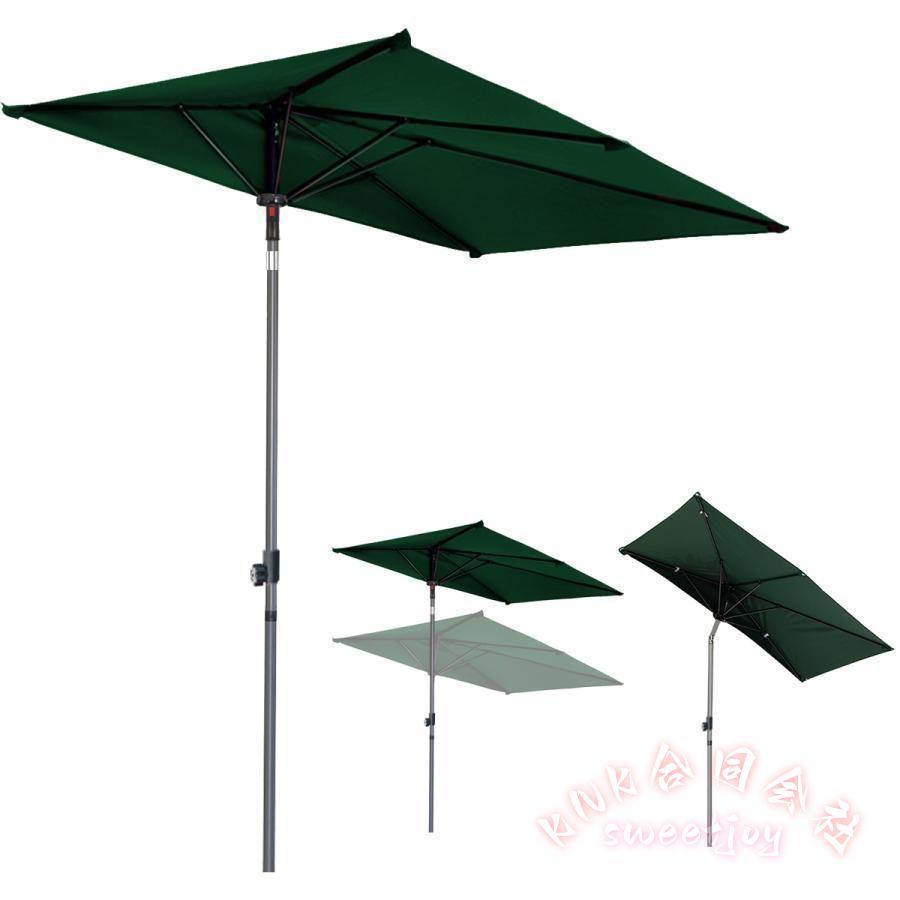 ガーデンパラソル 半円 長方形 200×100cm KNK（株） 角度調整 UVカット 撥水 風に強い 高さ調節175-230cm クランク開閉 簡単組立 ベランダ 庭_3