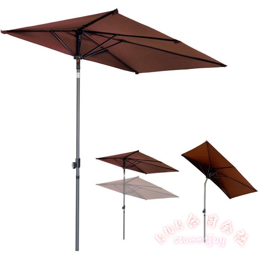 ガーデンパラソル 半円 長方形 200×100cm KNK（株） 角度調整 UVカット 撥水 風に強い 高さ調節175-230cm クランク開閉 簡単組立 ベランダ 庭_4