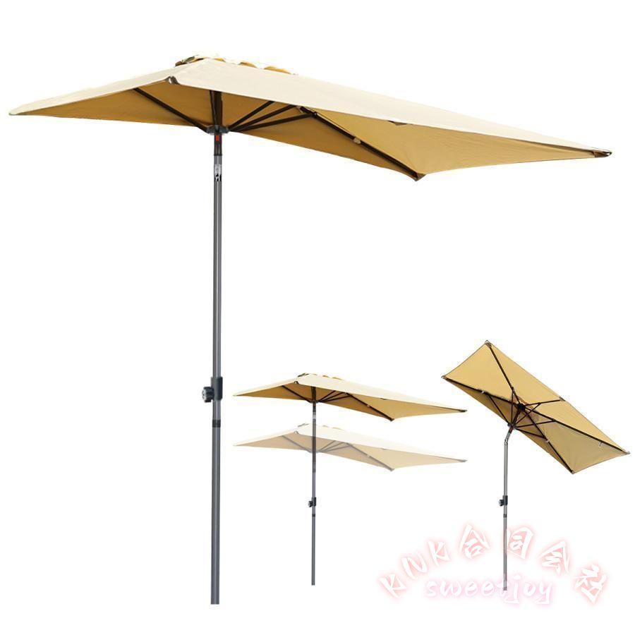 ガーデンパラソル 半円 長方形 200×100cm KNK（株） 角度調整 UVカット 撥水 風に強い 高さ調節175-230cm クランク開閉 簡単組立 ベランダ 庭_5