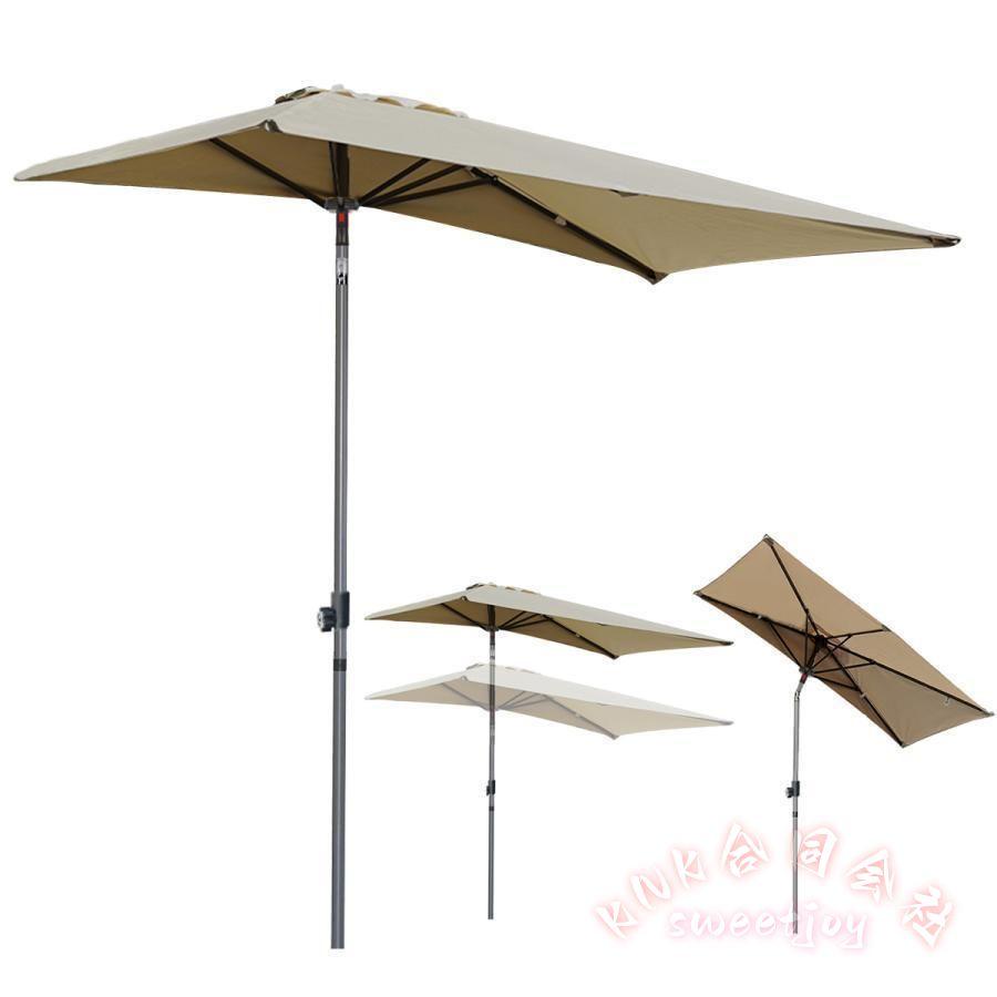 ガーデンパラソル 半円 長方形 200×100cm KNK（株） 角度調整 UVカット 撥水 風に強い 高さ調節175-230cm クランク開閉 簡単組立 ベランダ 庭_6