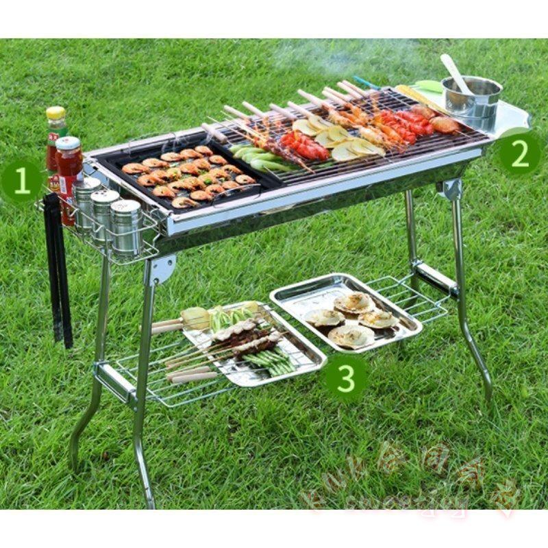 大型BBQコンロ 折りたたみ 5-15人用 バーベキューコンロ KNK(株） 焚き火台 アウトドア鉄板焼き BBQ網付き キャンプ用 大人数パーティー 収納便利の画像