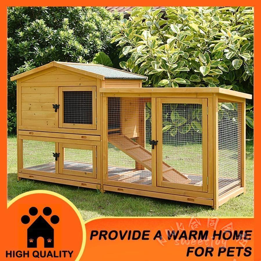 木製鶏小屋 ２段 ４〜６羽用 大型鶏舎 KNK(株） １７８×５６×９５ｃｍ 耐候性 取り外しトレイ 複数ドア 飼育しやすい 家禽ケージ ウサギケージ兼用の画像