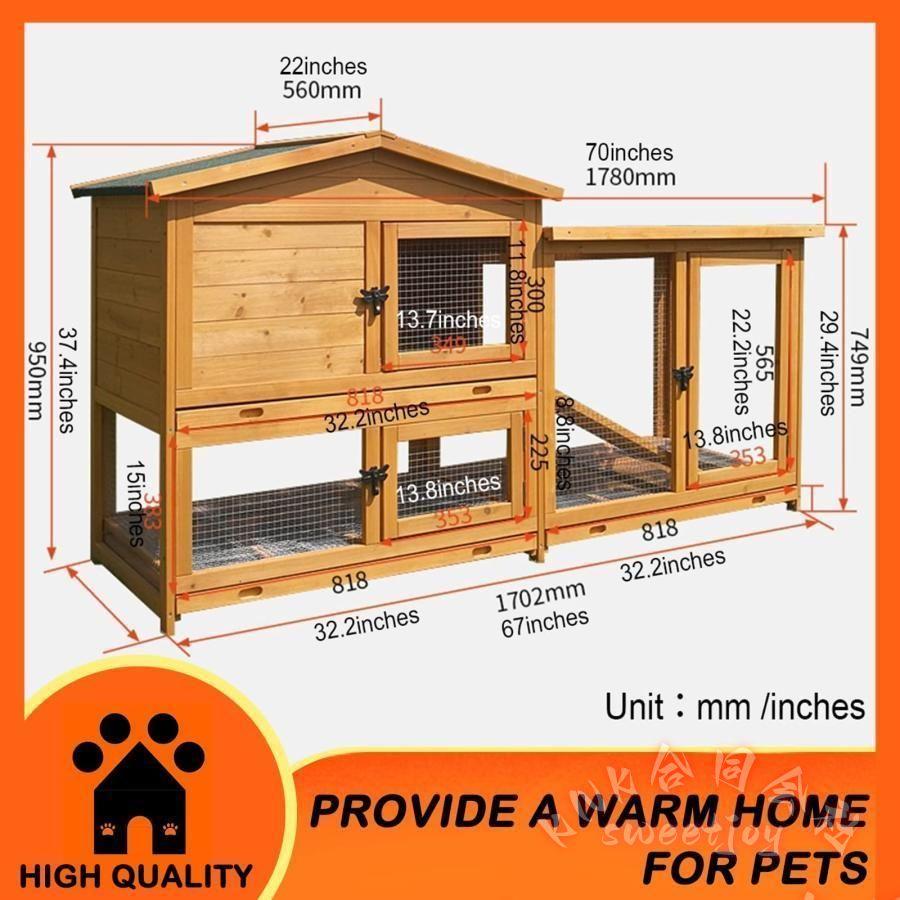 木製鶏小屋 ２段 ４〜６羽用 大型鶏舎 KNK(株） １７８×５６×９５ｃｍ 耐候性 取り外しトレイ 複数ドア 飼育しやすい 家禽ケージ ウサギケージ兼用の画像