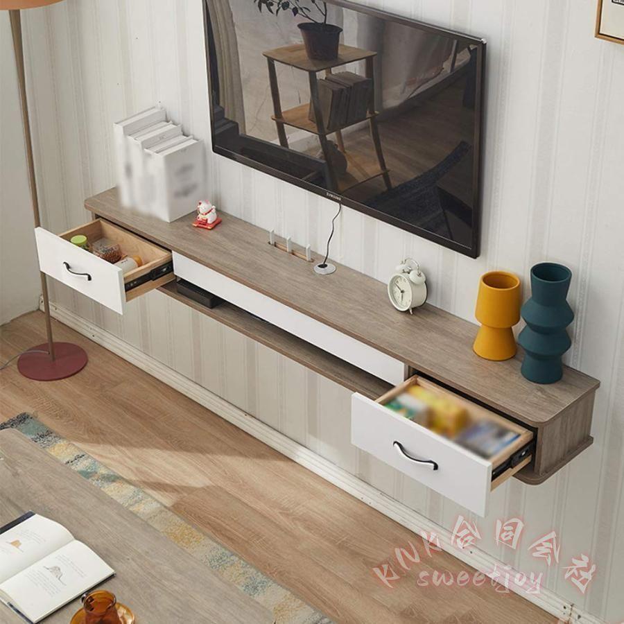 壁掛けテレビキャビネットフローティング棚ウォールシェルフTVセットボックスルーター写真トロフィー KNK(株） おしゃれオープンシェルフオーディオ収納多機能_2