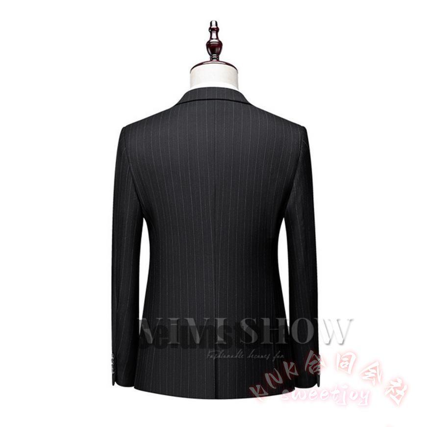 スーツ メンズ ストライプ スリム ストレッチ 紳士服 3点セット KNK(株) シングルスーツ ビジネススーツ セットアップ 通勤 就活 結婚式 きれいめ_5