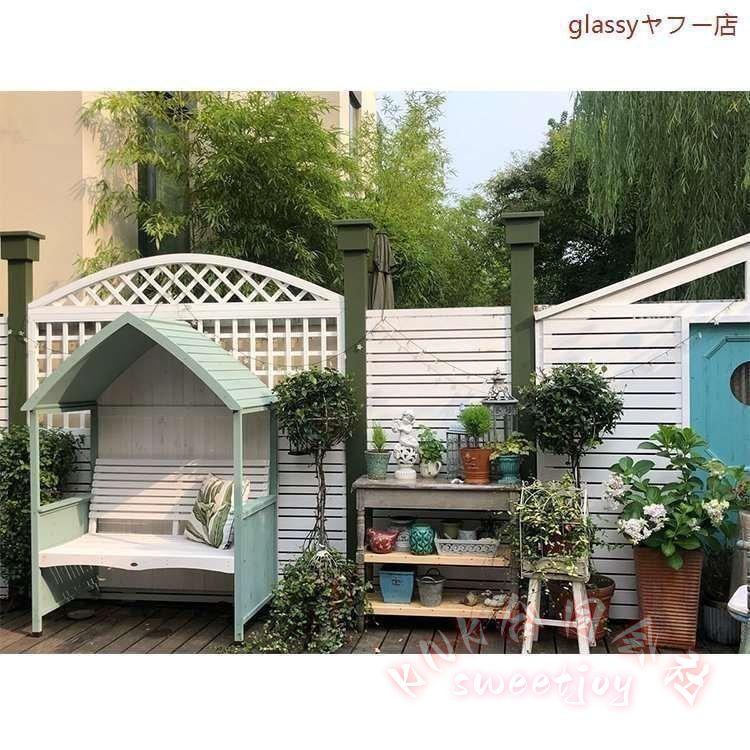 ガゼボベンチ 屋外木製ガーデン 長椅子 KNK(株) あずまや 日よけ 雨しのぎ 実木 カジュアル ダブルサイズ 屋外休憩にの画像