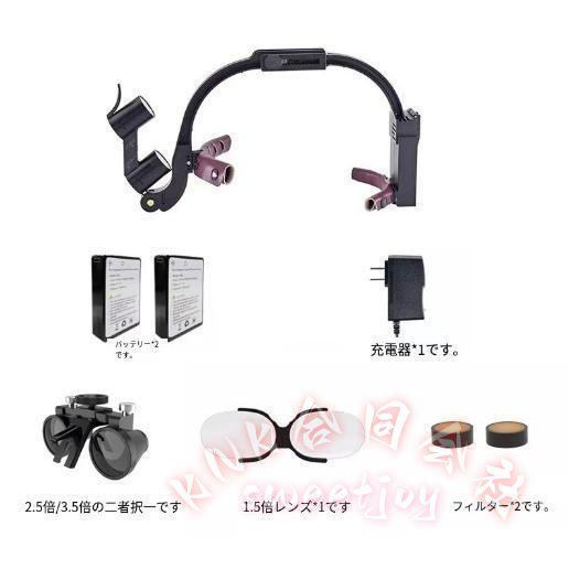 歯科用ルーペヘッドマウントLEDライト2.5X3.5X外科医療双眼おしゃれ