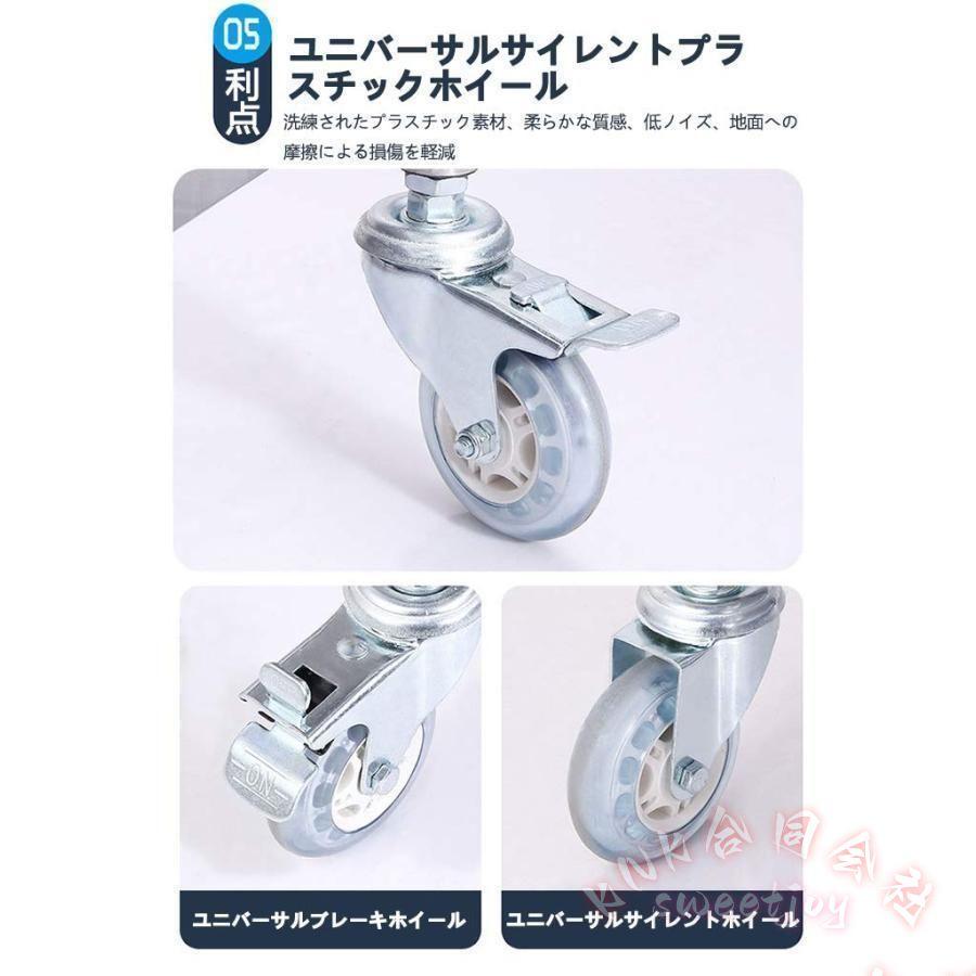 ステンレス医療用トロリー キャスター付き ダブル引き出し KNK(株） 美容院 処置車 医療カート 病院用 作業ワゴン 頑丈 収納力 省スペースの画像