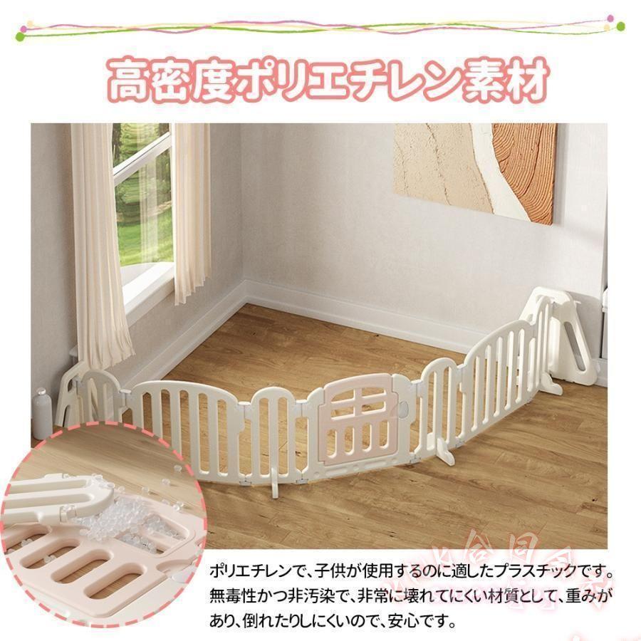 キッズパーテーション ベビーゲート テレビ周り360cm KNK(株） 置くだけ自立式 ドア付き ベビーサークル ワイドフェンス 簡単設置 安心ガードの画像