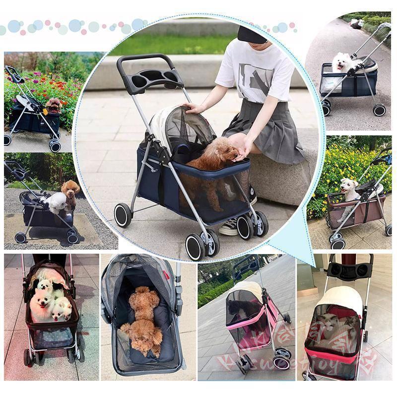 ペットカート 3way 対面式 折りたたみ 軽量 KNK(株) 小型犬 多頭 猫 犬 バギー 4輪 360°回転 介護用 老犬 中型犬 工具不要 お出かけ快適_7