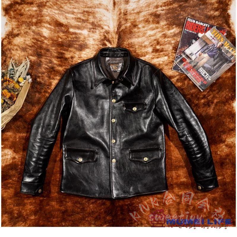 新品 芯ホースハイド 復刻50s ドライビングコート レザージャケット 