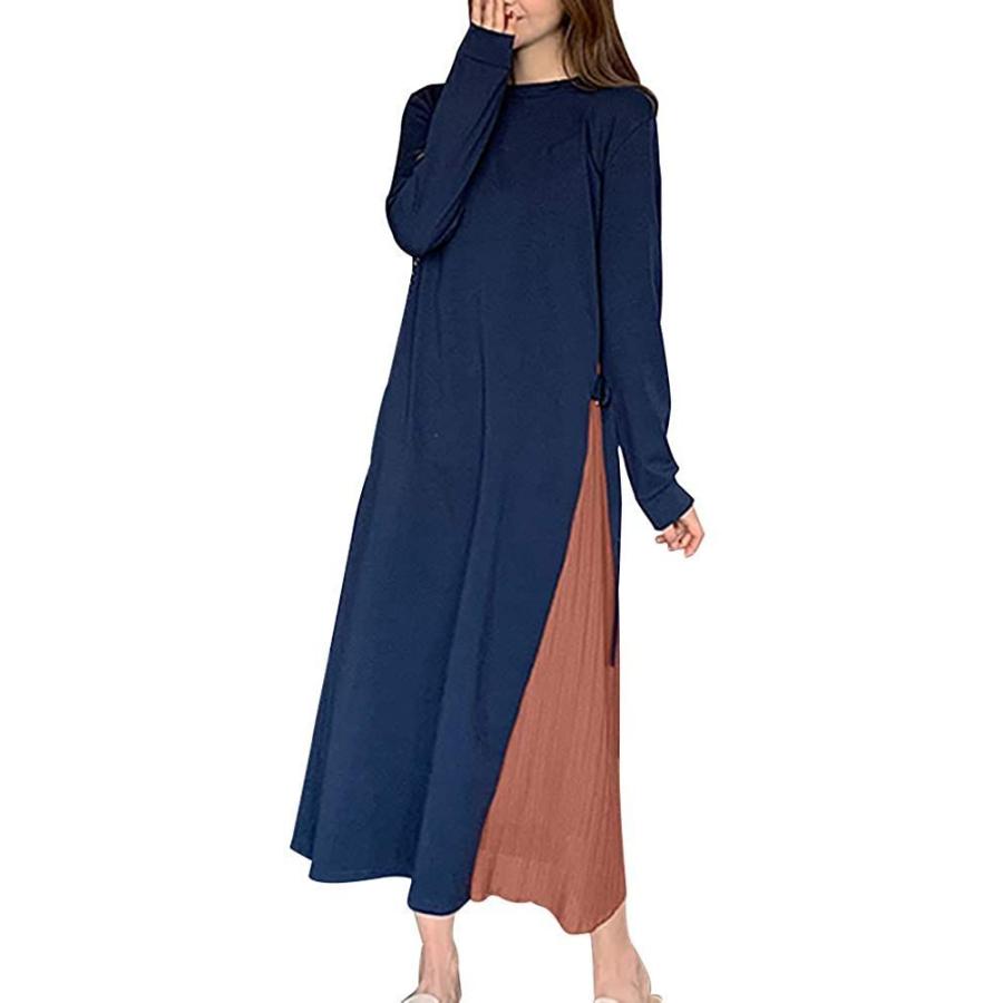 高速配送 エアバイ サイド プリーツ ロング ワンピース バイカラー プリーツワンピース ドレス ビジネス 大きい 大きめ 通勤 通学 おしゃれ 第1位獲得 Www Aqtsolutions Com