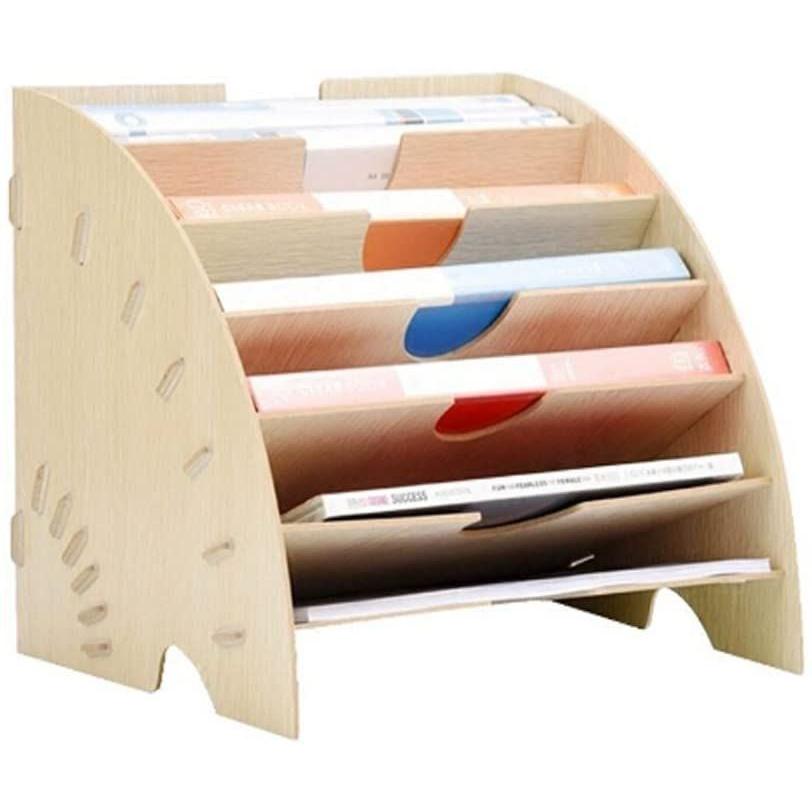 マガジンファイル 木製 デスクトレー 扇形 おしゃれ 新品本物 本棚 サイズ 仕切り 横置き 組立式 書類整理 オフィス 机上収納 ファイルラック